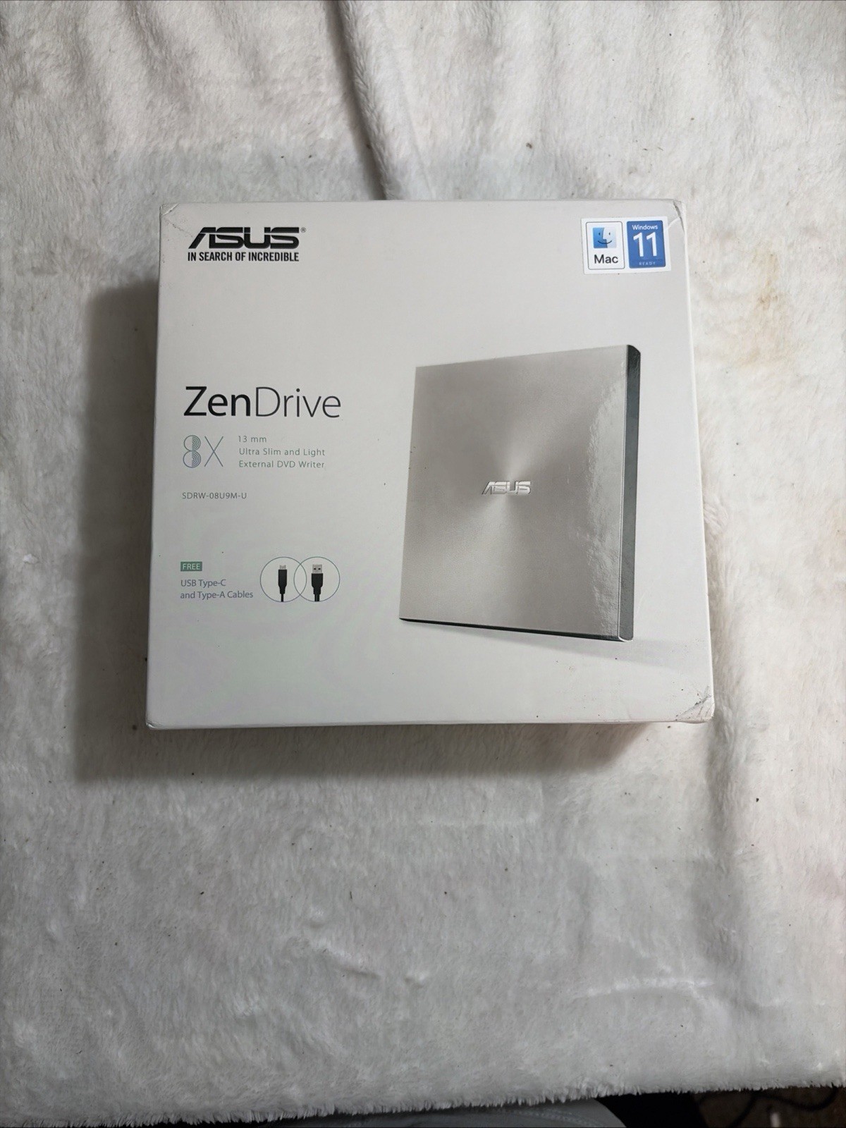 ASUS SDRW 08U9M U External DVD Drive USB Type C Silver for Mac Windows PC