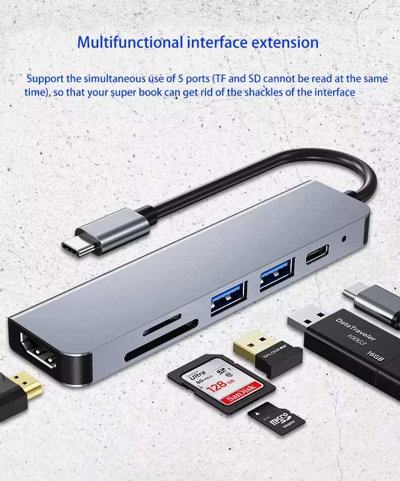 7 in 1 USB C HUB HDMI Multiport Card Reader Docking Station For Macbook Pro/Air