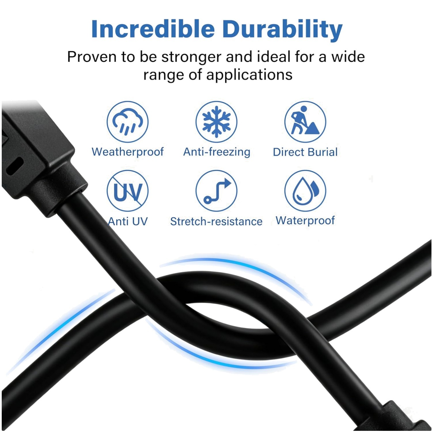 Weatherproof Cat6 Ethernet Cable 75ft – Direct Burial, Black