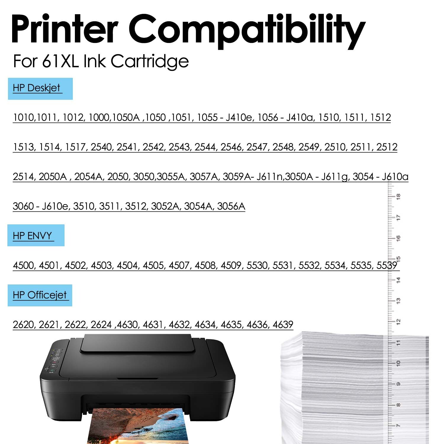 61XL Black Ink Cartridge CH563WN compatible with HP Officejet 4634 4635 4636 US