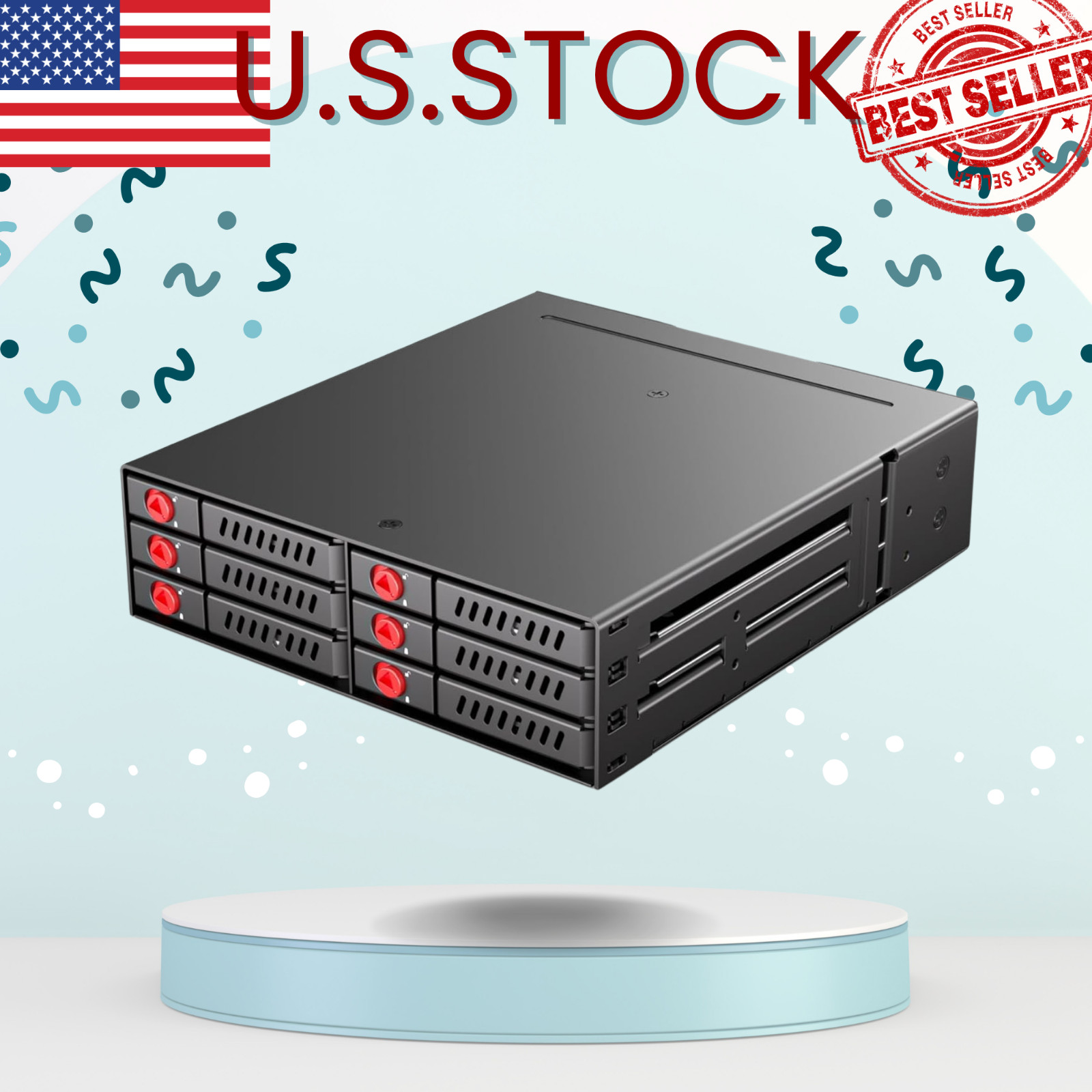 NEW 6 Bay SATA HDD SSD Hot Swap Cage 5.25in Drive Dock Cooling Fans