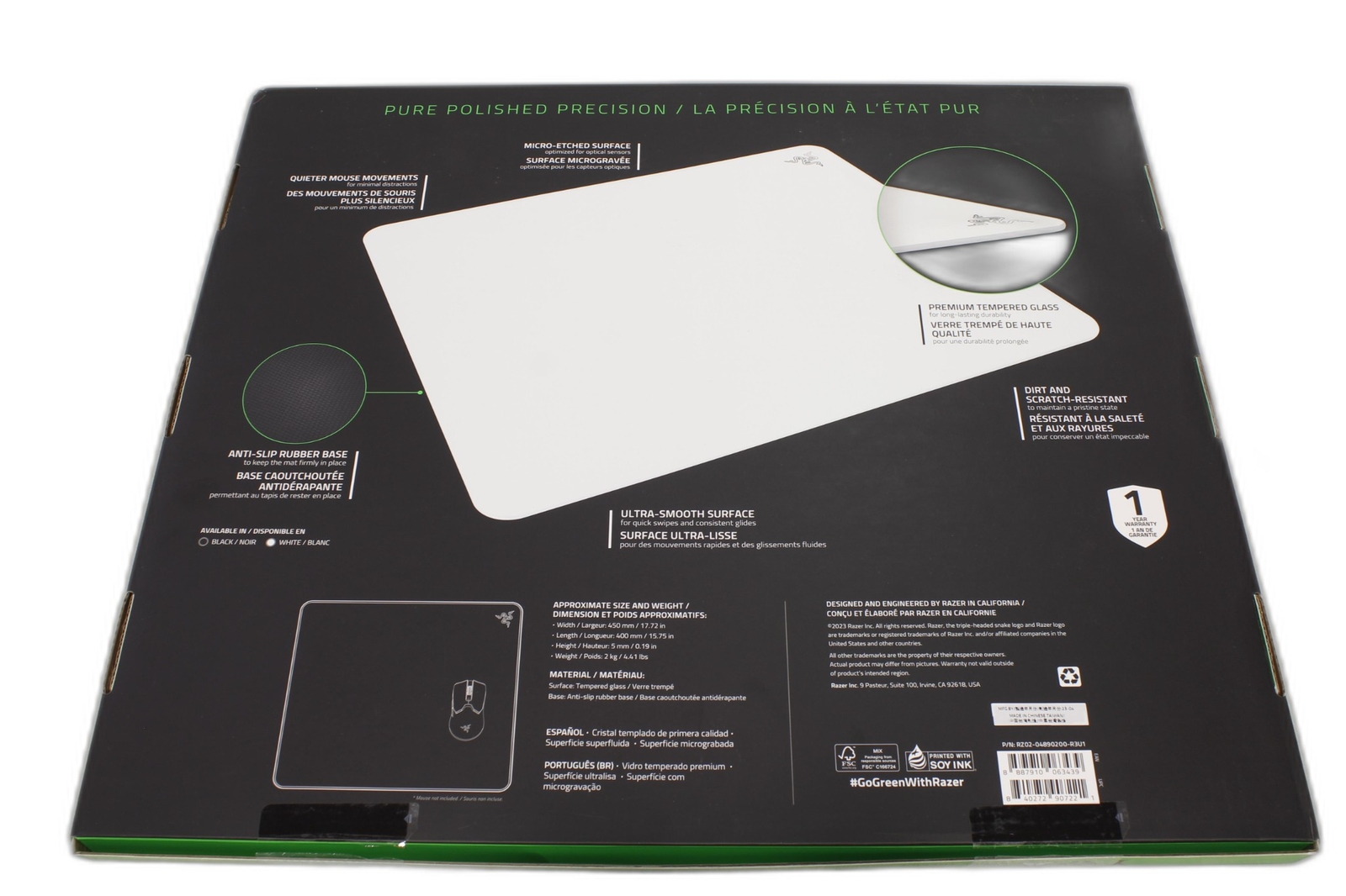 Razer Atlas Tempered Glass Gaming Mouse Mat 450 X 400mm (17.72″ x 15.75″)