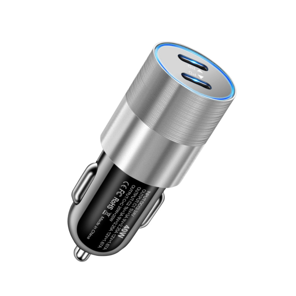 40W Dual PD Type C Fast Car Charger USB-C Adapter For iPhone 17 16 15 14 13 12 8