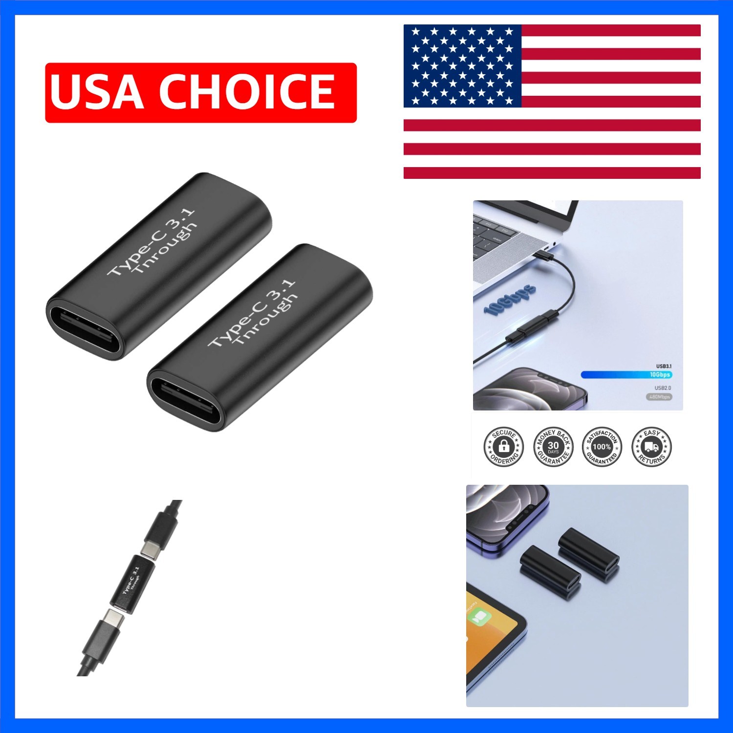 USB C Female to Female Coupler, 2Pack USB 3.1 Type C Adapter Extension Connec…
