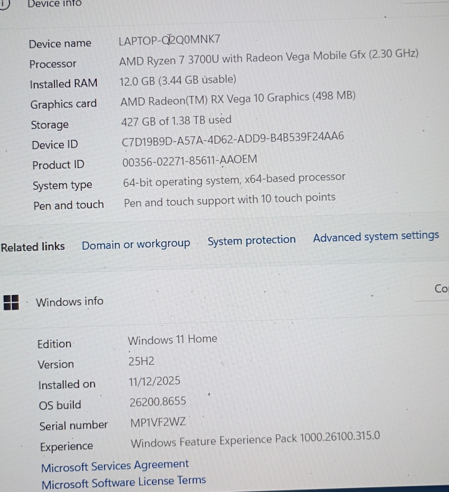 Lenovo IdeaPad S340-15APITouch Laptop Motherboard With Ryzen i7 3700U
