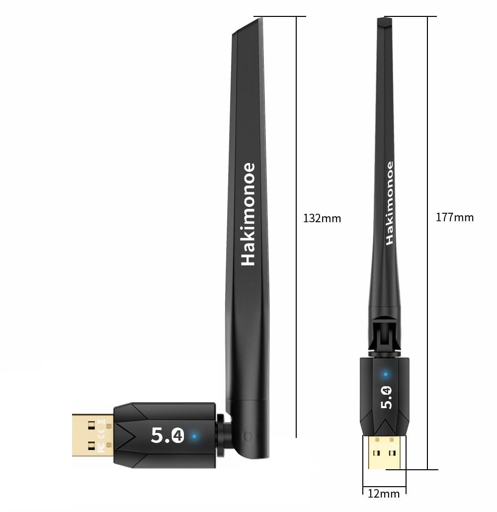 Long Range Bluetooth 5.4 USB Adapter for PC & Laptop – Enhanced Antenna, Windows
