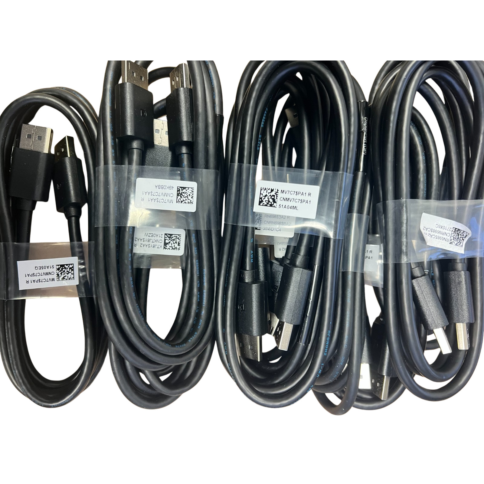 Lot of 5 DisplayPort DP Male to Male Monitor Cable 5FT Black Mixed Brands