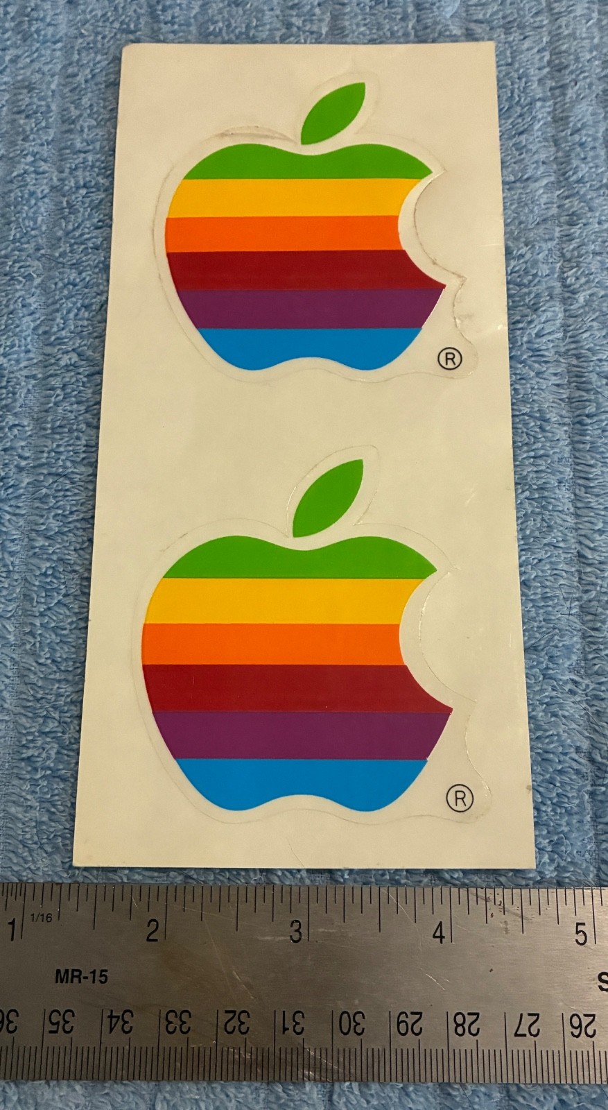 Apple Logo Sticker, Vintage 90s OEM, Rainbow 2×2.5 inches, Sheet of 2