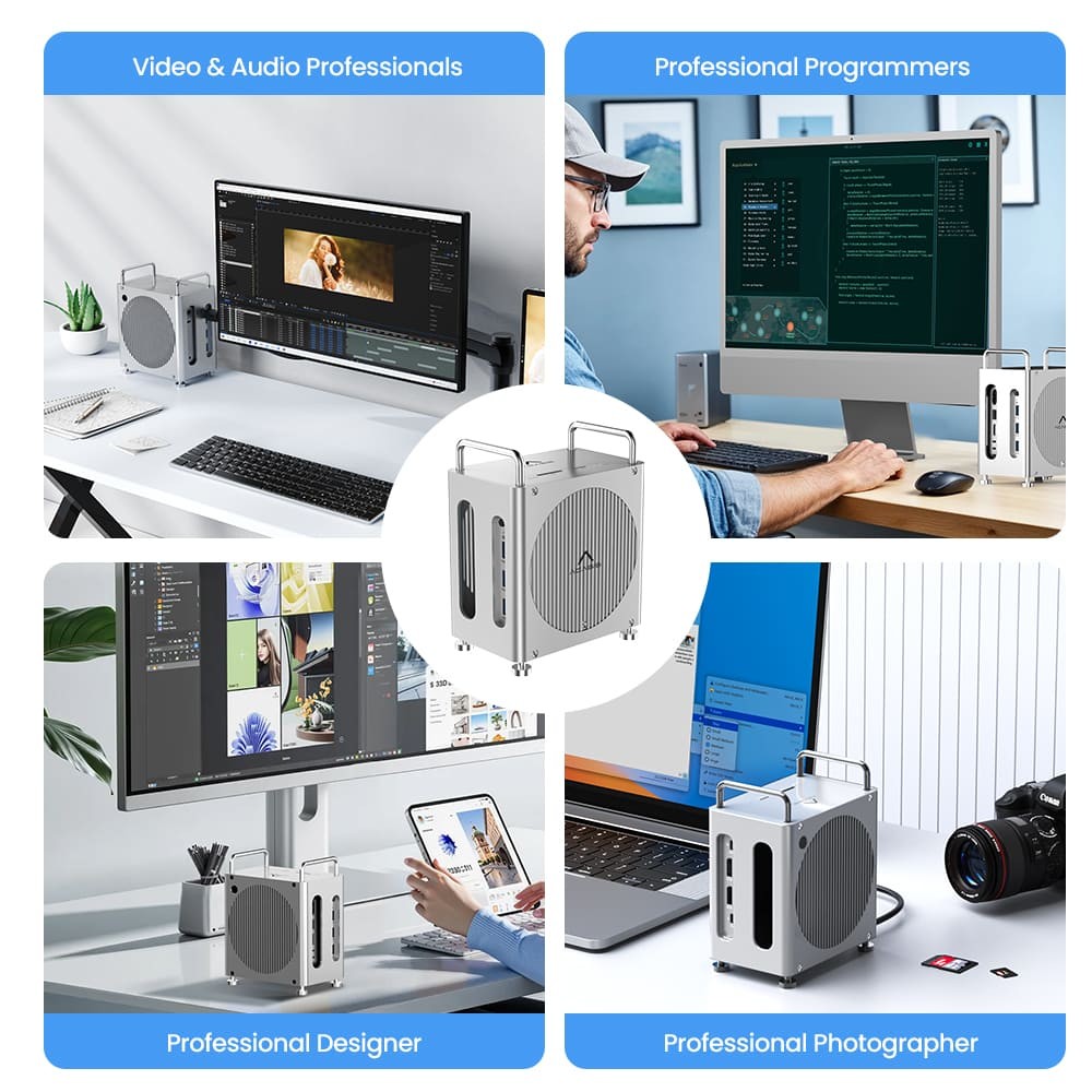 ACASIS 40Gbps Mac mini M4 Dock & Dual-Bay NVMe SSD Enclosure 8-in-1 Workstation