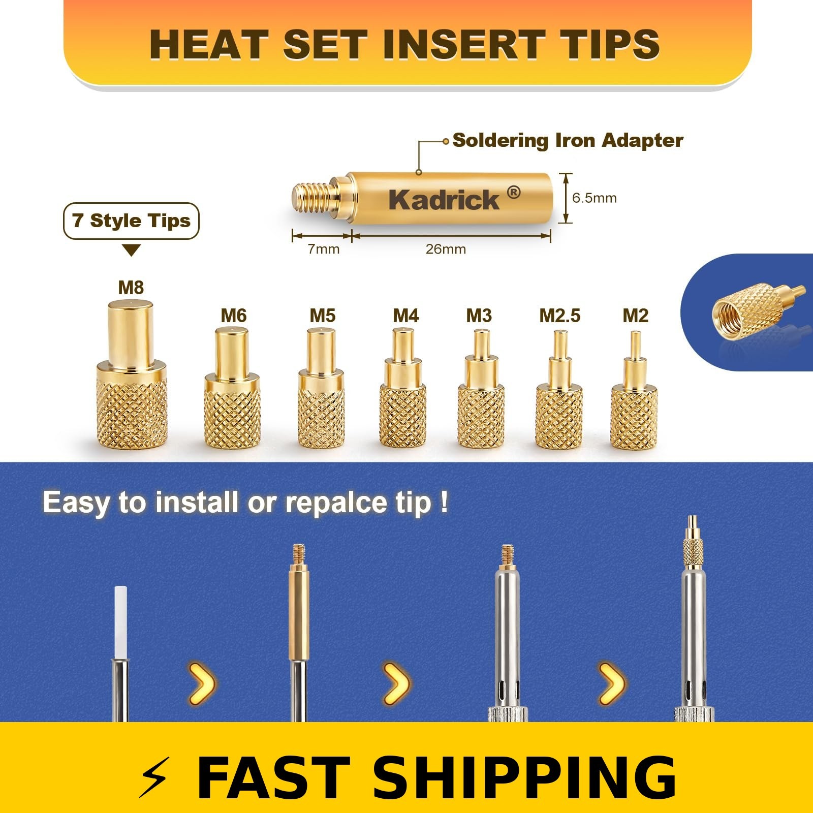 Kadrick 80W Soldering Iron Heat Set Insert Tool Kit for 3D Printing