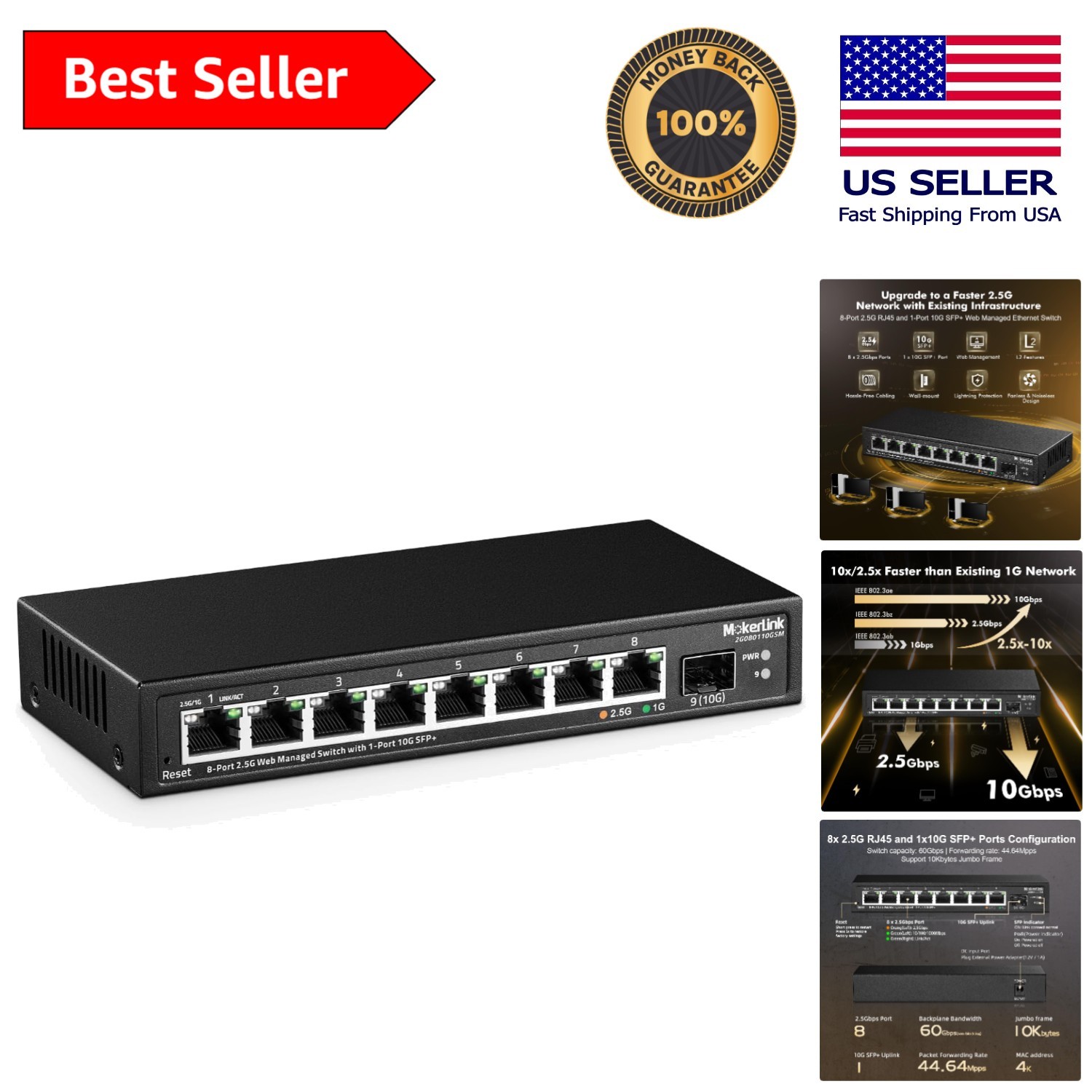 High-Speed 8-Port Managed Switch with 10G SFP+ & Easy Maintenance Features