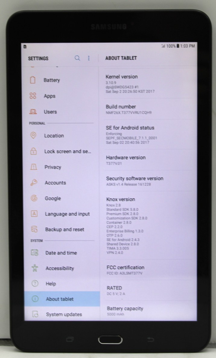 Samsung Galaxy Tab E 16GB Metallic Black Verizon UNLOCKED *USED/WIPED*