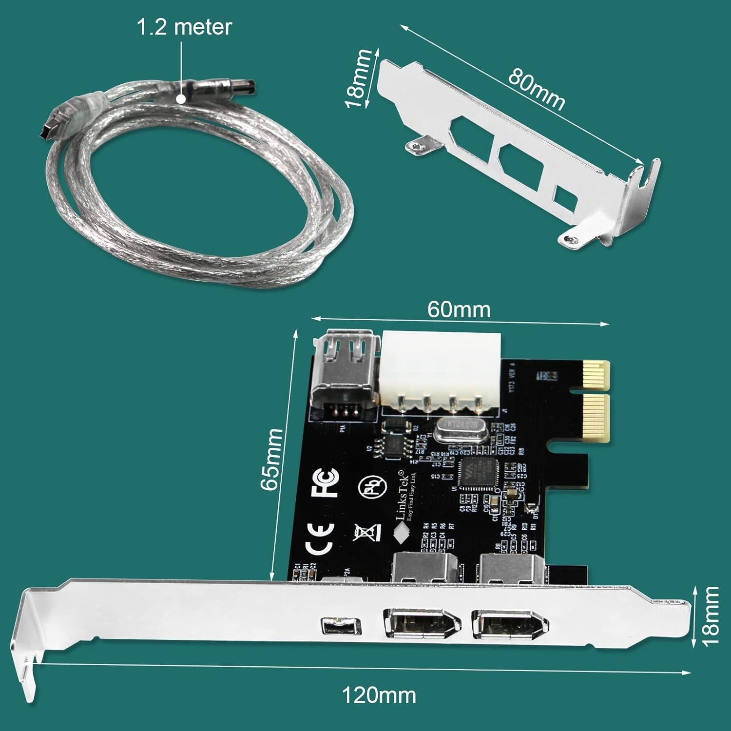 PCIE-1394A 4-Port FireWire Card for Fast 400Mbps Data Transfer & Legacy Devices