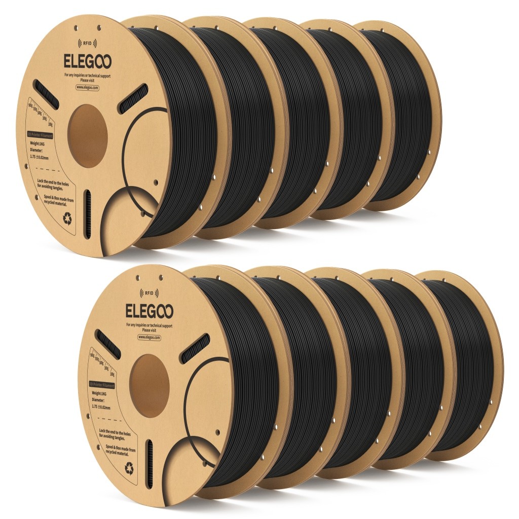【LIMITED🔥】10KG ELEGOO PLA (RFID) Black Filament 1.75mm FDM 3D Printing US SHIP