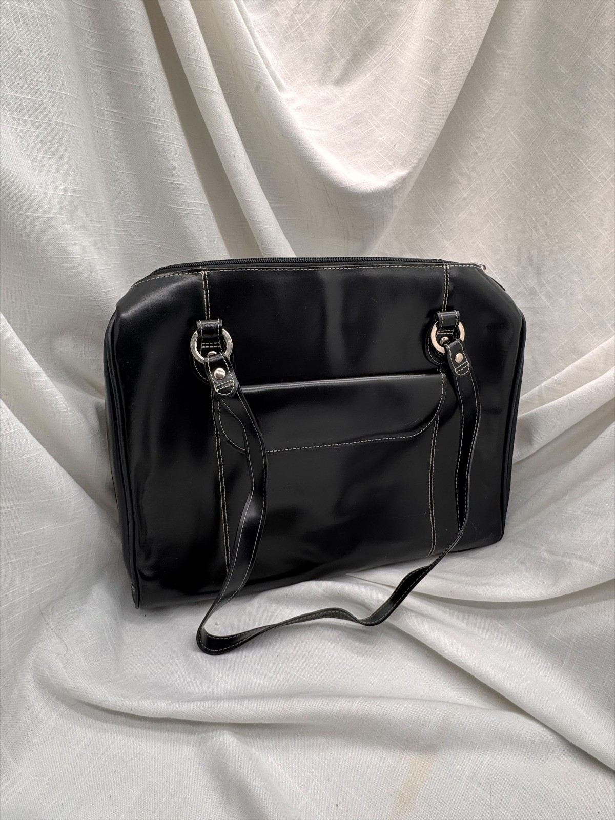 McKlein Laptop Briefcase Shoulder Bag Black Contrast Stitch Business