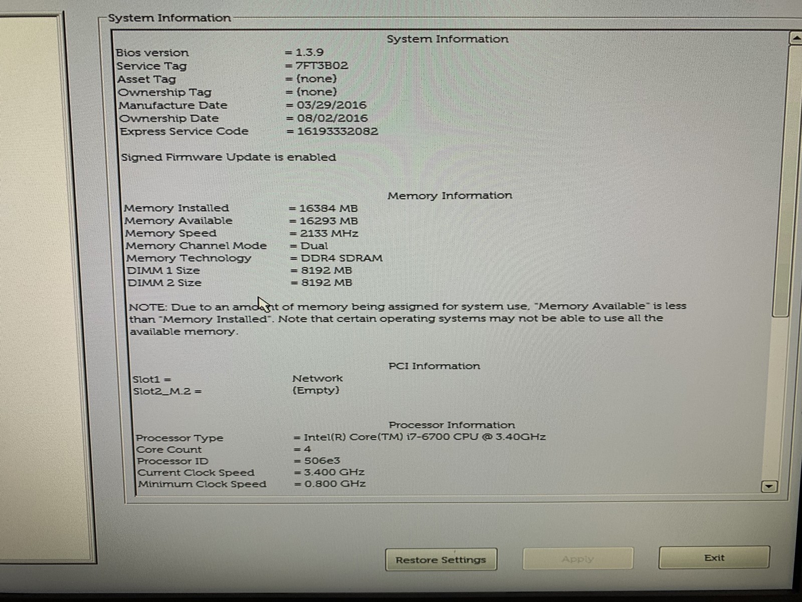 Dell OptiPlex 7440 AIO 23″ Core i7-6700 3.4GHz 16GB RAM 500GB HDD NO OS NO STAND