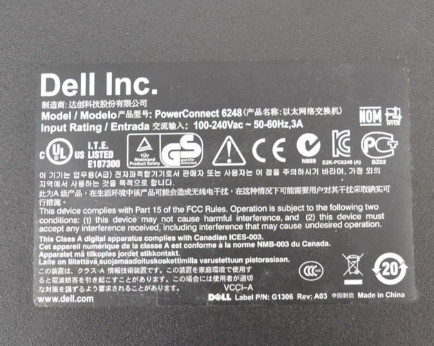 Dell 48-Port + 4-SFP Switch PowerConnect 6248 Layer 3 Fully Managed 1U Rackmount