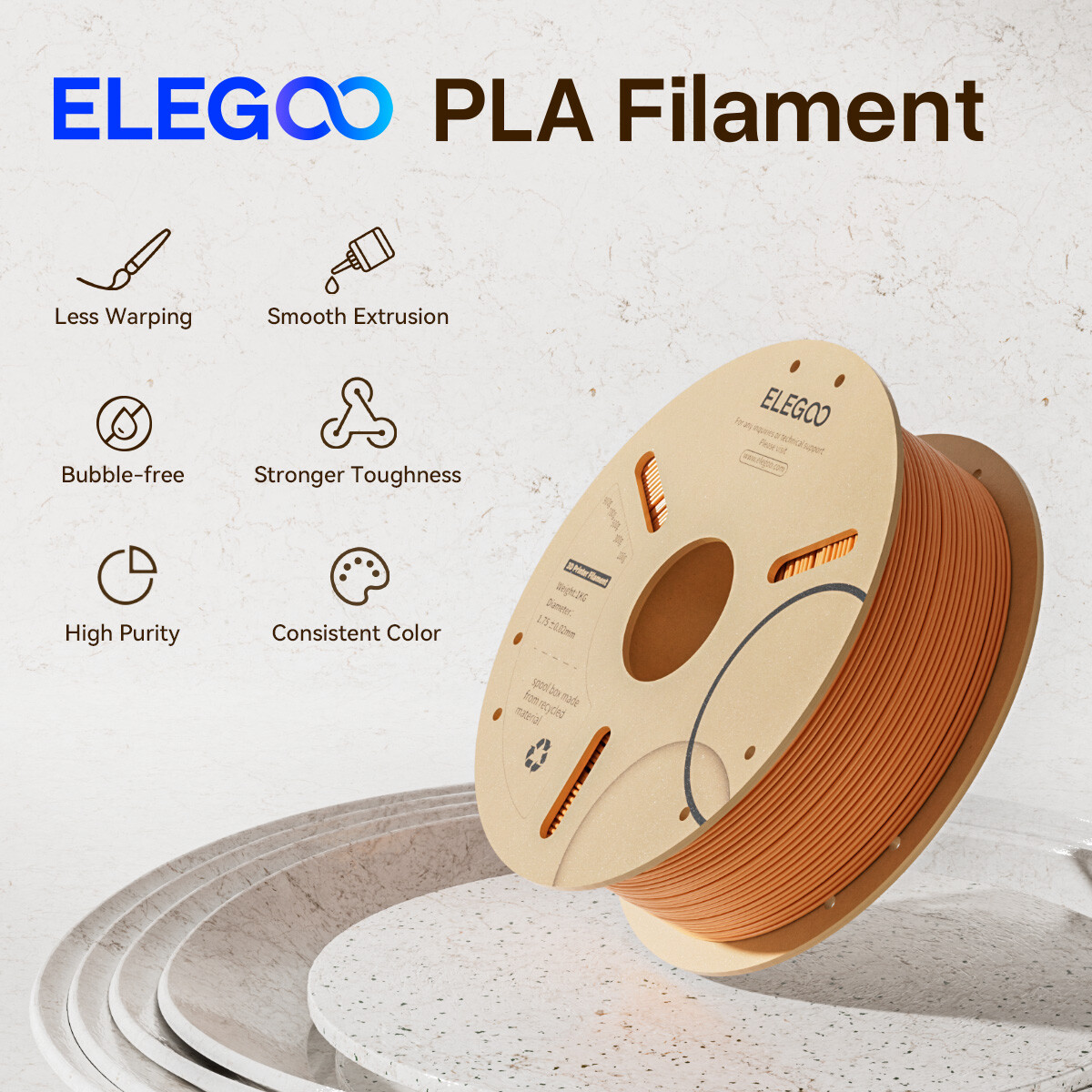 ELEGOO FDM 3D Printer PLA/Matte/ABS Filament 1.75mm Bundles 10 Rolls 1KG US