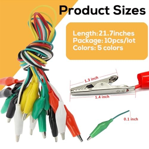10PCS Premium Alligator Clips Electrical – 5 Colors Test Leads – 10pcs