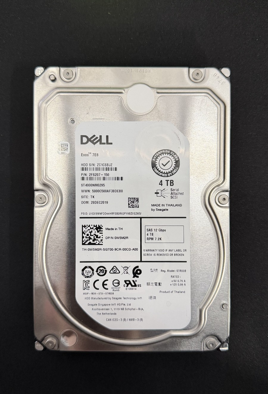 Dell Seagate Exos 7E8 ST4000NM0295 3.5″ 4TB SAS 12Gbps 7.2K RPM HDD