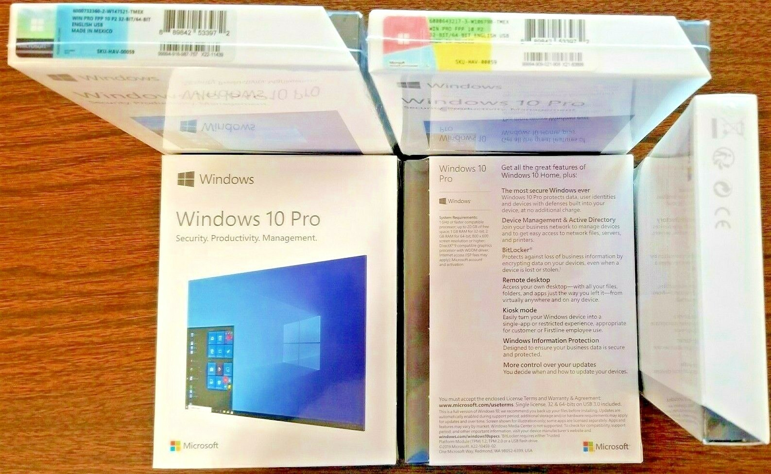 Microsoft Windows 10 Professional, SKU HAV-00059,Sealed Box,32-bit,64-bit,USB 3