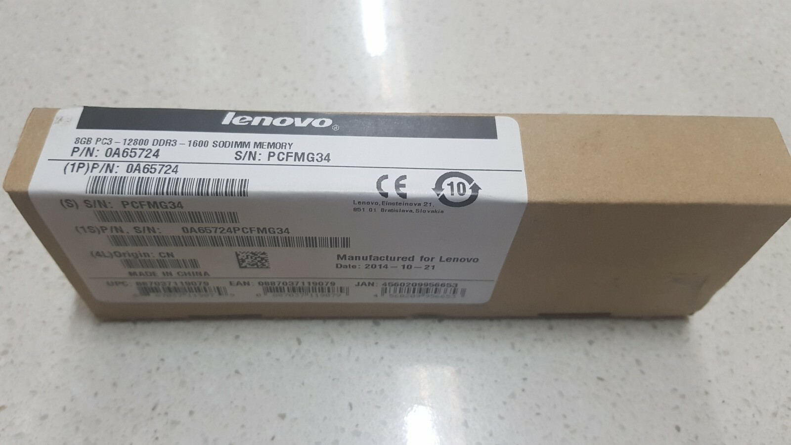 Genuine Lenovo 8GB PC3-12800 DDR3-1600 SoDIMM Memory 0A65724 Brand New See Pics