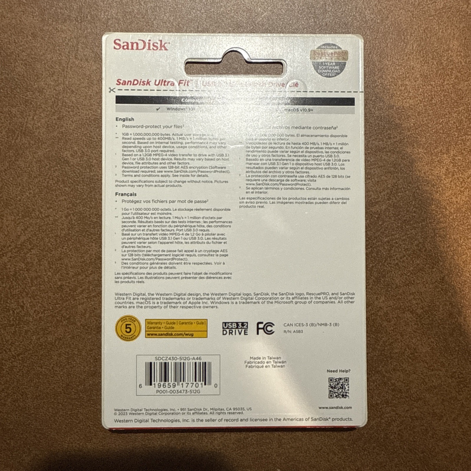 SanDisk 512GB Ultra Fit USB 3.2 Flash Drive, Black – SDCZ430-512GB-Up to 400MB/s