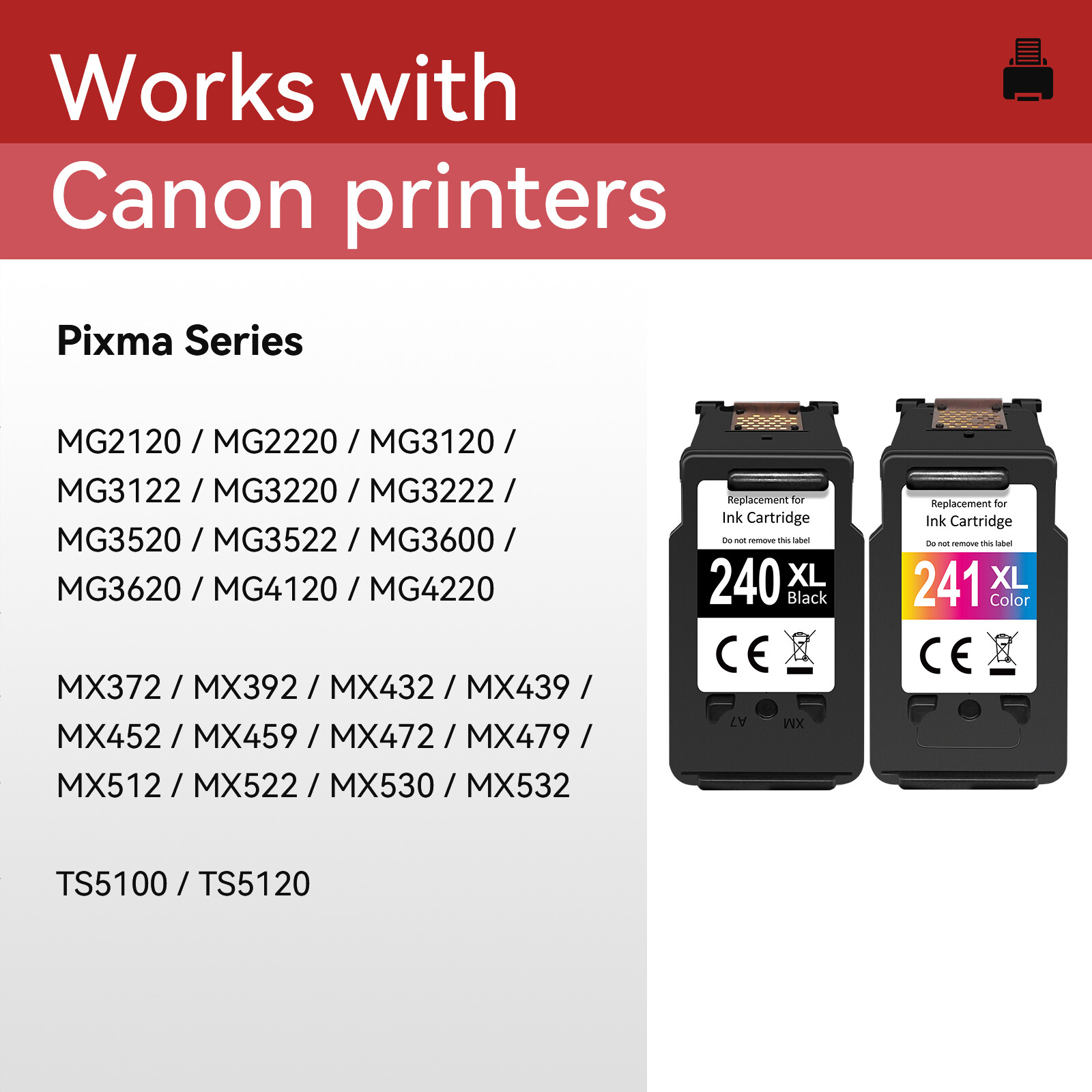 PG-240XL CL-241XL Ink Cartridge for Canon 240XL 241XL PIXMA MG2120 MG3120 MG3620