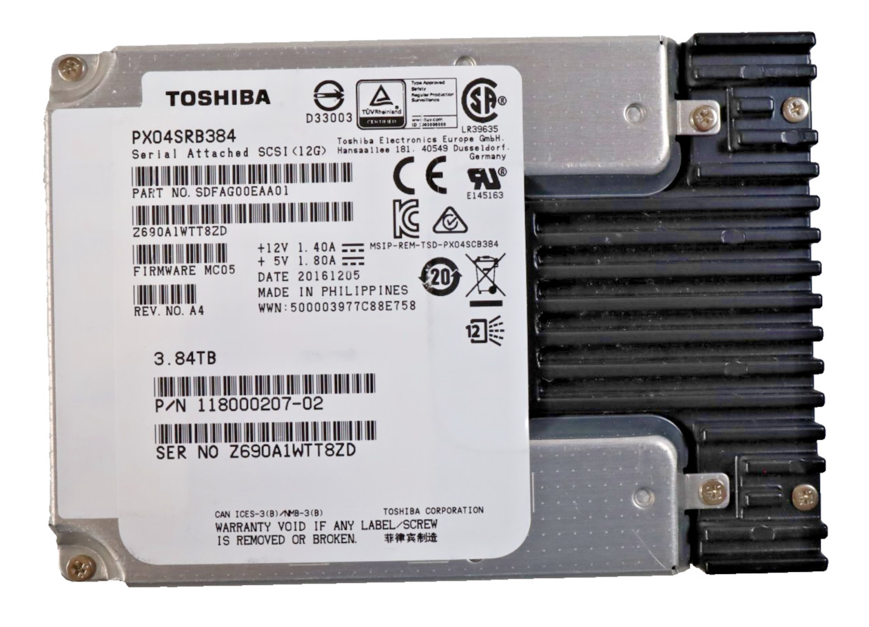 Toshiba PX05SVB384 3.84TB 2.5” 15mm SAS 12Gb/s Solid State Drive