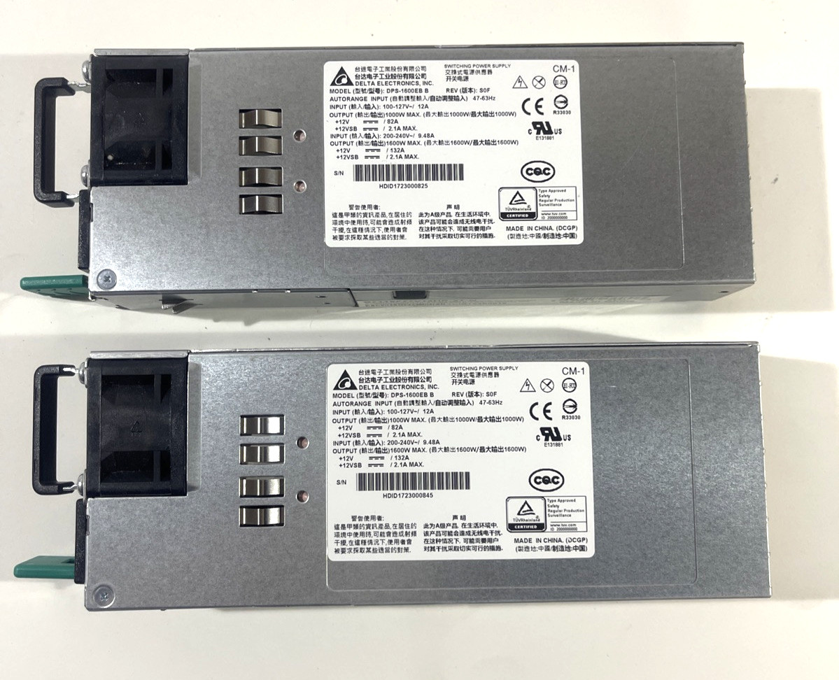 LOT OF 2 Delta DPS-1600EB B 1600W Max Switching Server Power Supply