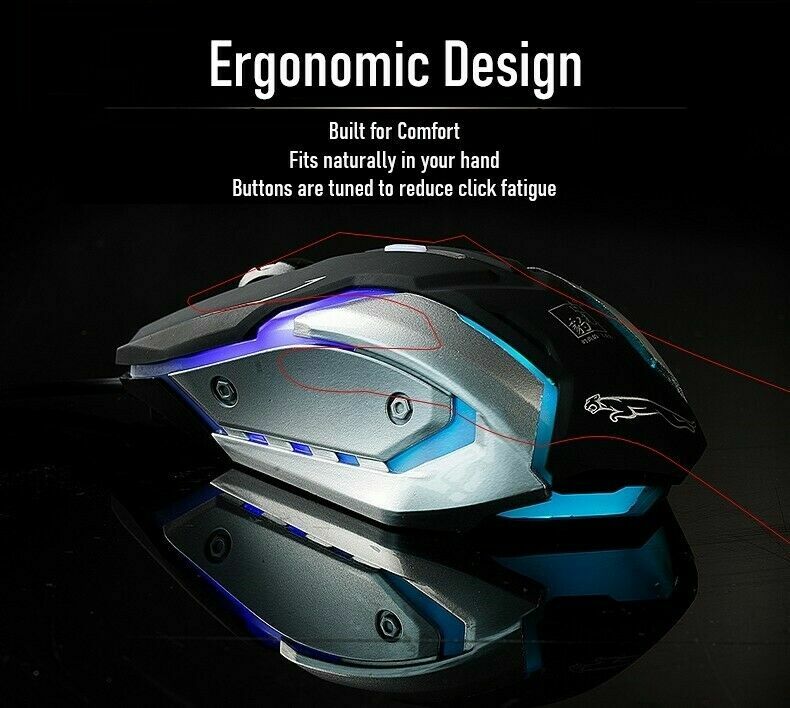 Gaming Mouse LED Breathing Fire 4 Button Silent USB Wired 1600 DPI Laptop PC USA