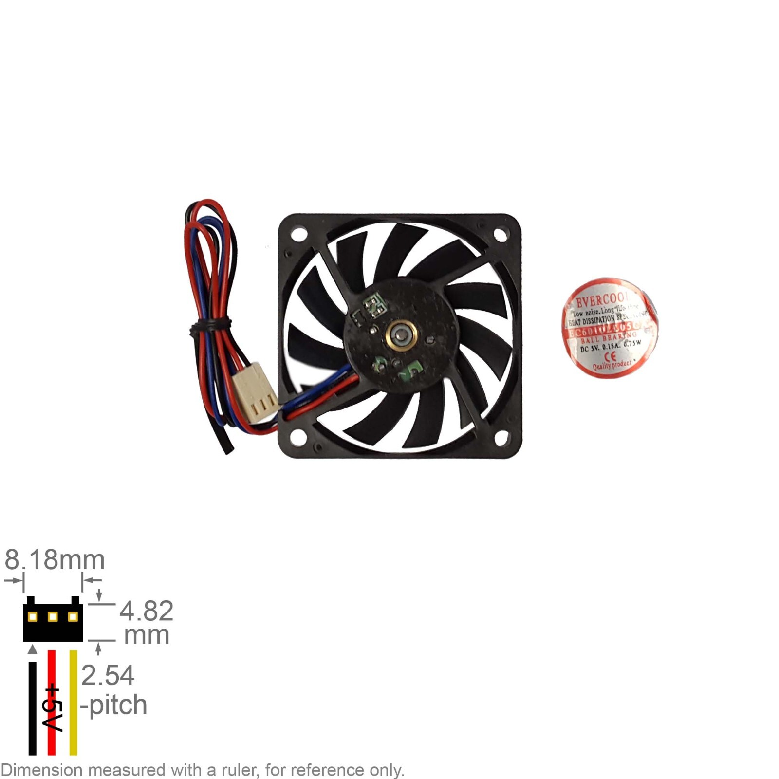 Fan Muffin Cooling DC 5V DC5V 5VDC 60mm 60x60x10 Evercool EC6010M05CA NO Label