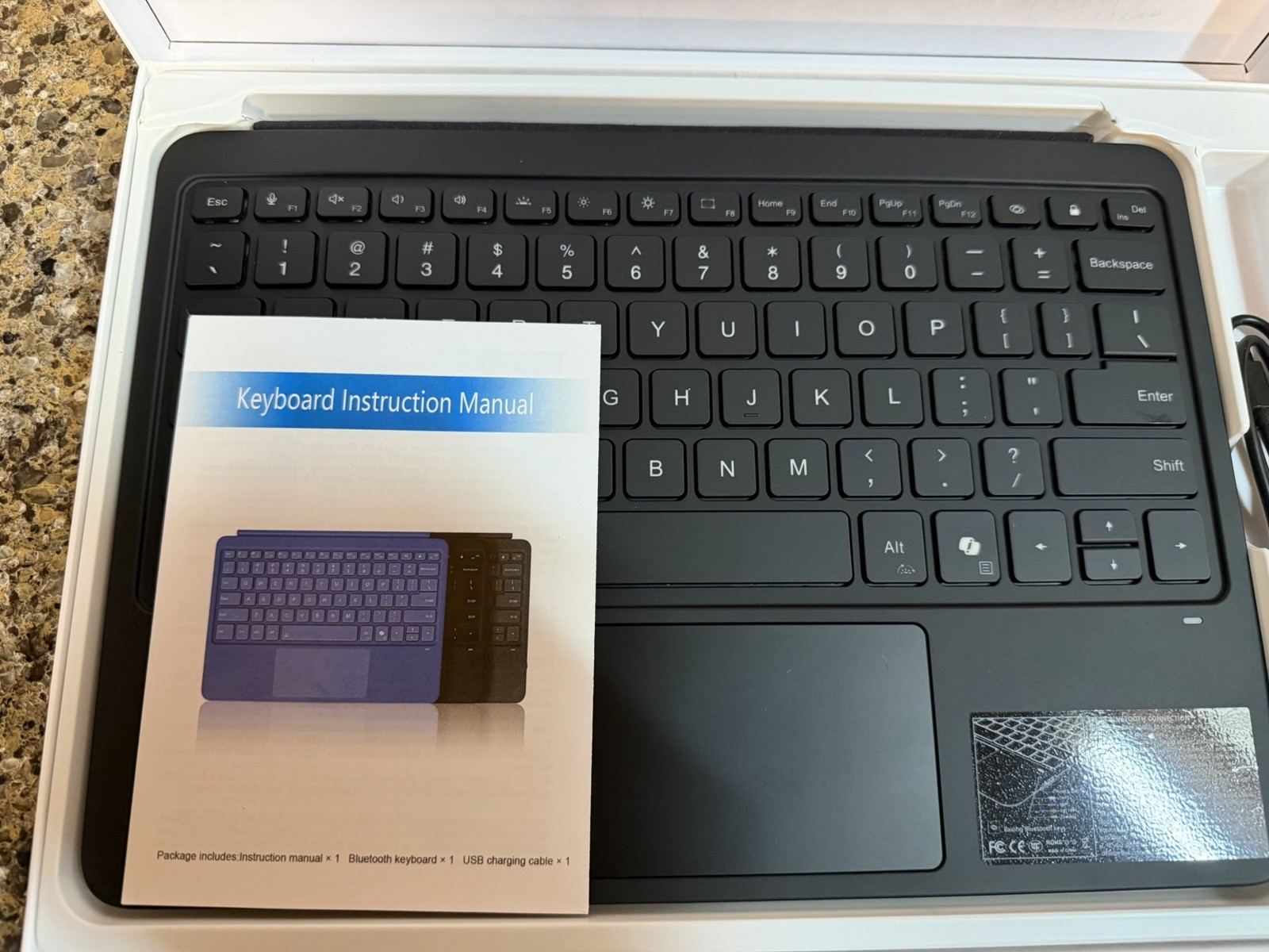Foeytaody Keyboard Dock for Surface Pro 12 Touchpad Magnetic Bluetooth Black