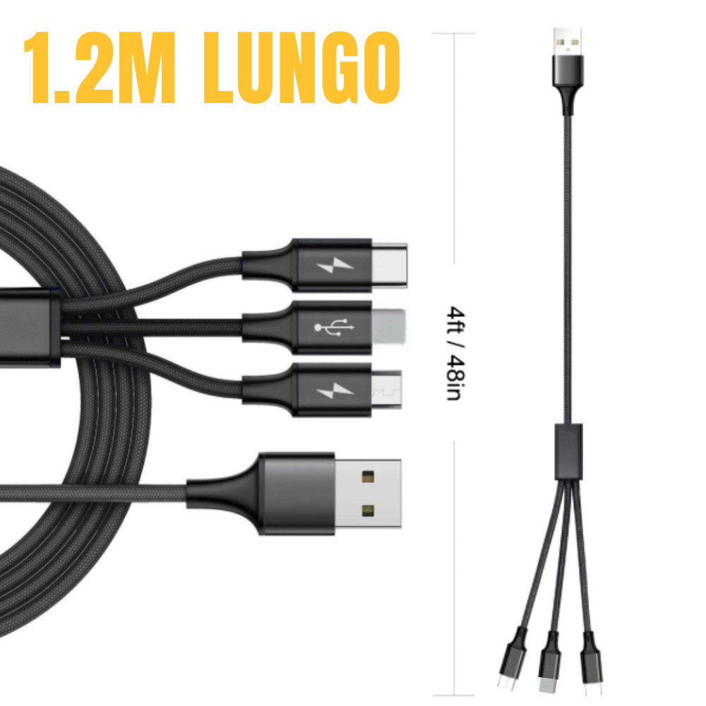 Wholesale Lot 3in1 USB Cable 3A Fast Charging For iPhone Samsung Android Charger