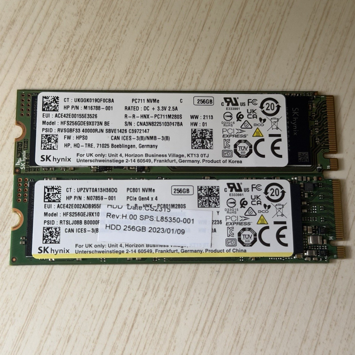 SK hynix PC711/PC801 NVMe M.2 SSD 2x256GB Total 512GB PCIe Gen4 x4