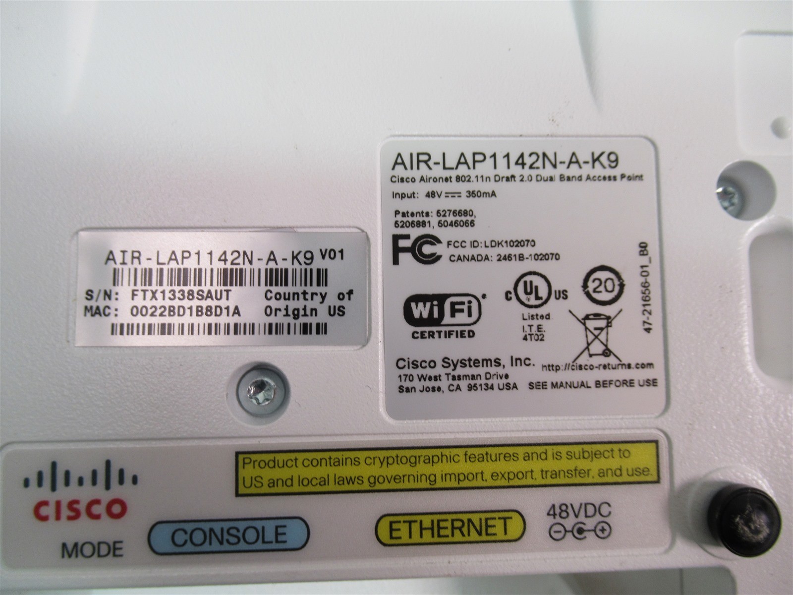 Lot of 4 Cisco AIR-Lap1142N-A-K9 Wireless Access Points 802.11n Dual Band