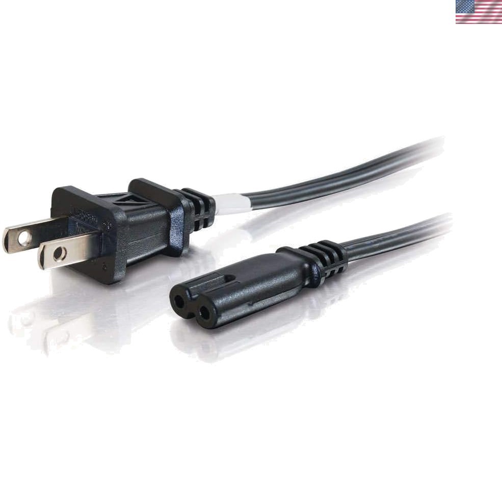 Versatile 6ft Non-Polarized Power Cord – C7 to NEMA 1-15P for Convenience