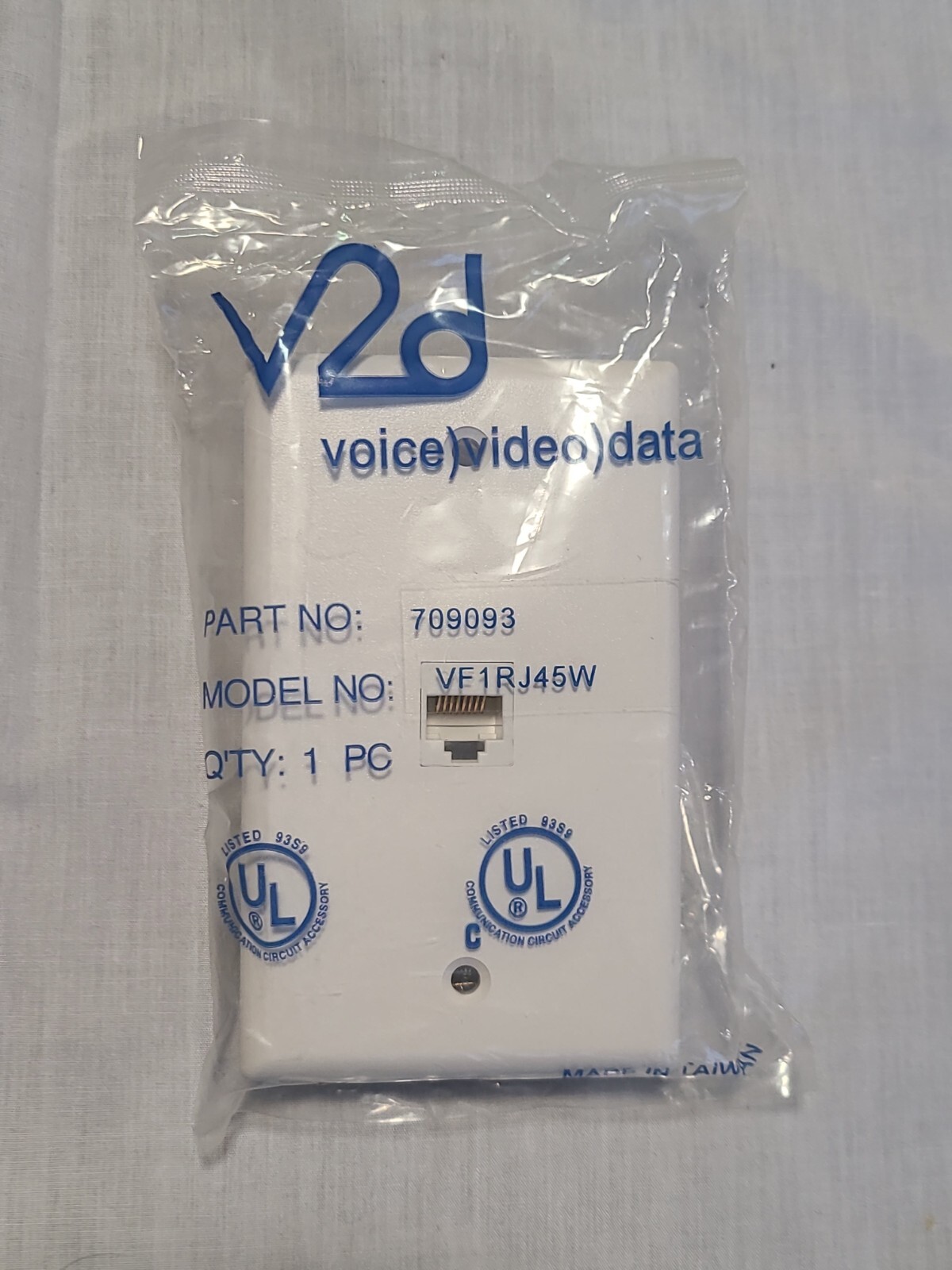 Voice Video Data Communication Circuit Outlet White 709093 VF1RJ45W, 20 pack