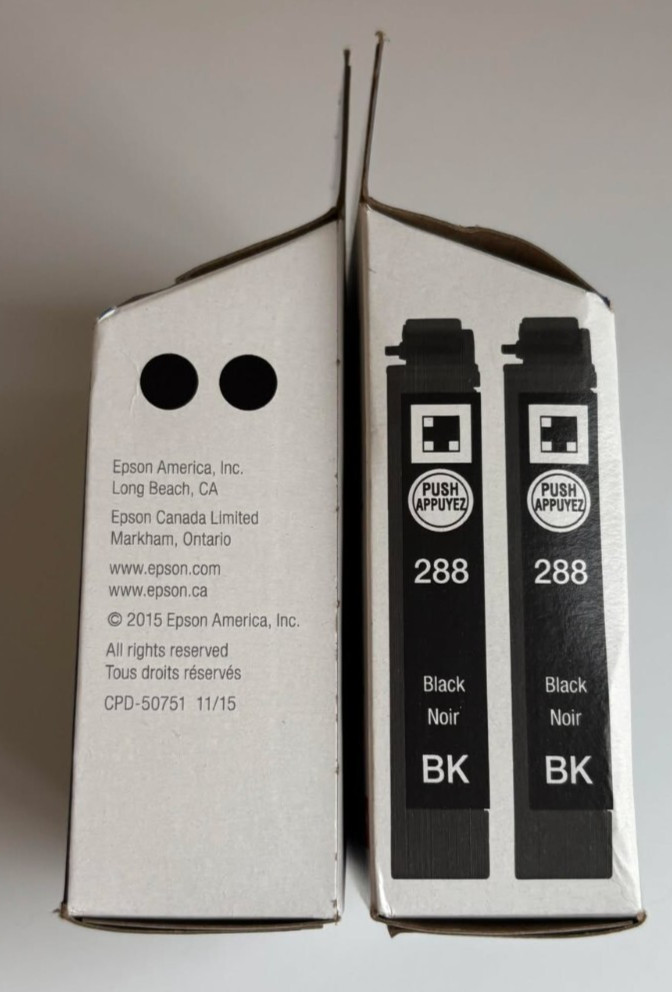 Epson 288 Black Printer Refill Ink Cartridge Duo Packs EXP 04/2027 Lot of 2