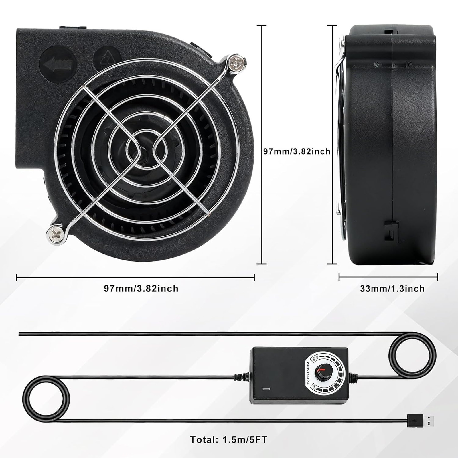 BBQ Blower Fan 97mm x 33mm High Airflow 110V 120V Variable Speed Centrifugal Fan