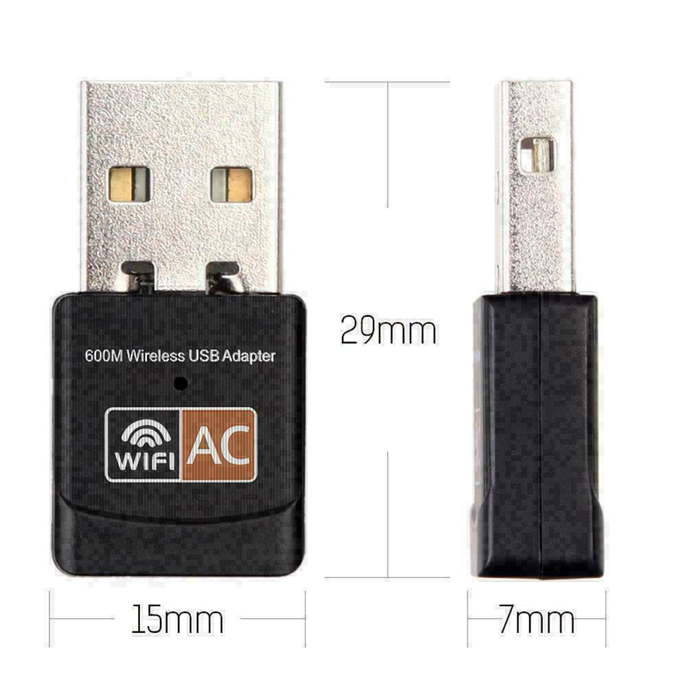 Mini Dual Band 600Mbps USB WiFi Wireless Adapter Network Card 2.4/5GHz 802.11 ac