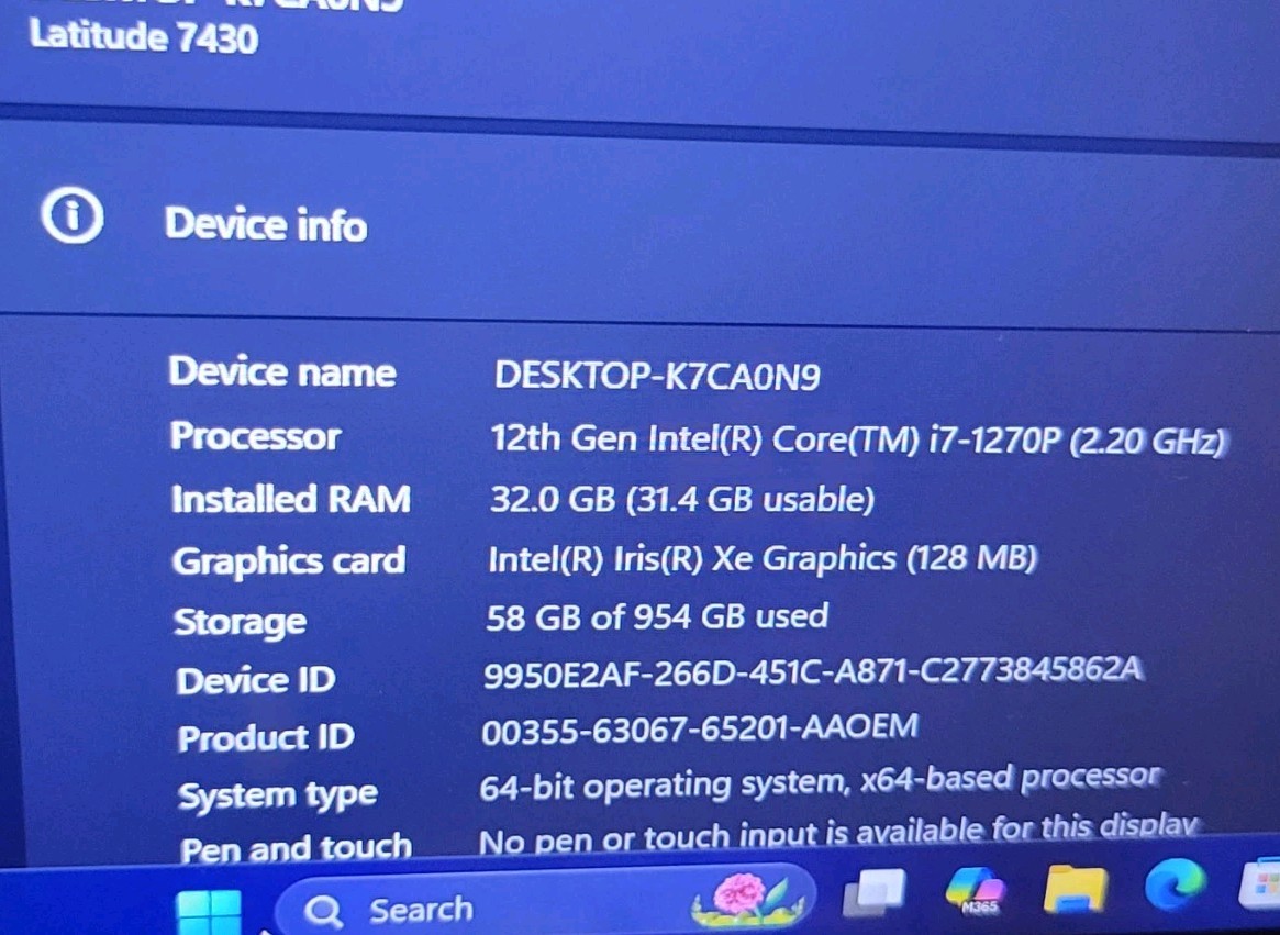 Dell Latitude 7430 i7-1270P CPU @2.2GHz 32GB RAM 1TB SSD