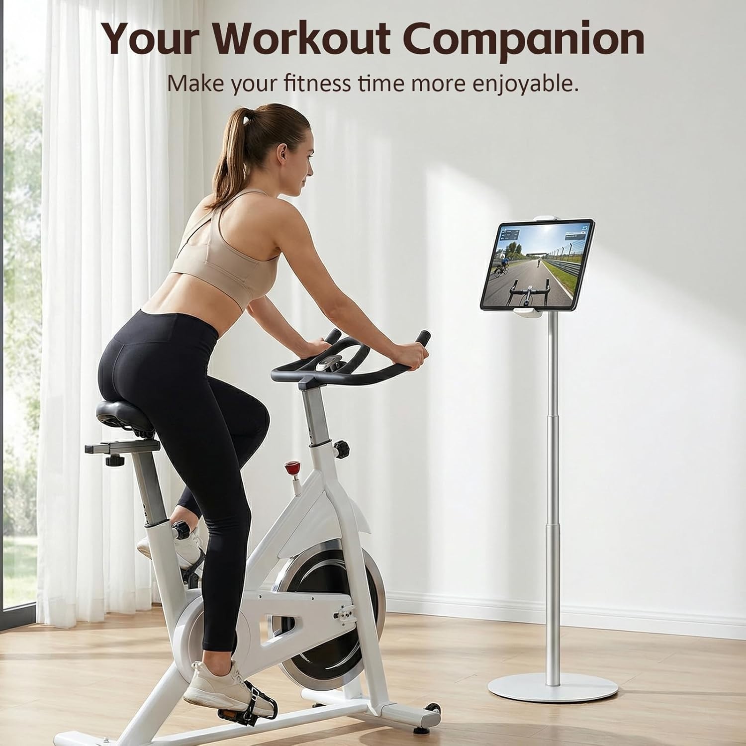 Heavy-Duty iPad Floor Stand – 66.1″ Height-Adjustable Universal Tablet Holder,