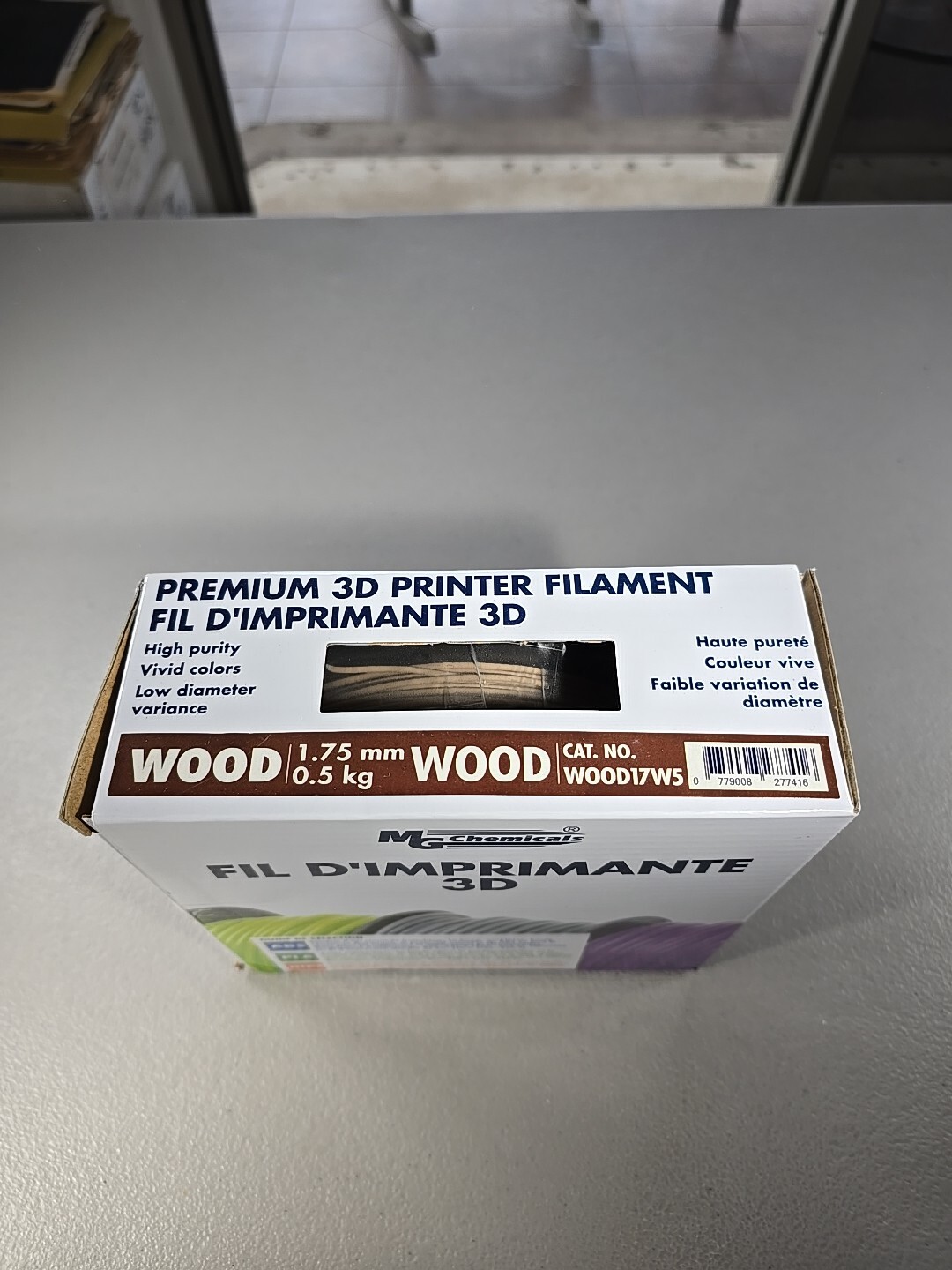 MG Chemicals Premium 3D Printer Filament Spool Wood 1.75mm .5kg WOOD17W5