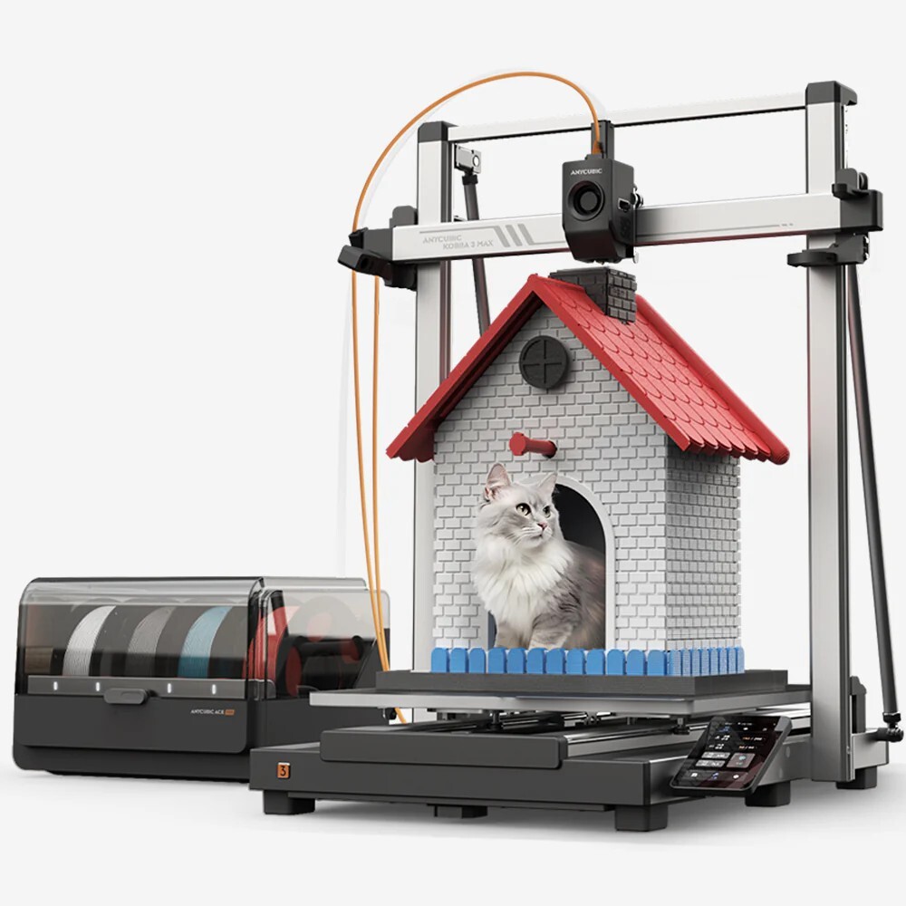 In Stock ANYCUBIC Kobra 3 Max Combo Largest 3D Printer 600mm/s Multicolor Print