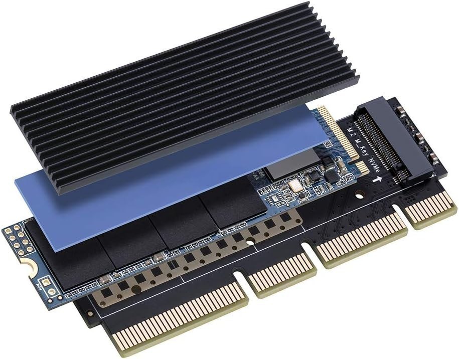 M.2 NVMe (M-Key) SSD to PCIe 3.0 x16 Adapter Card, Expansion Card with Heatsink