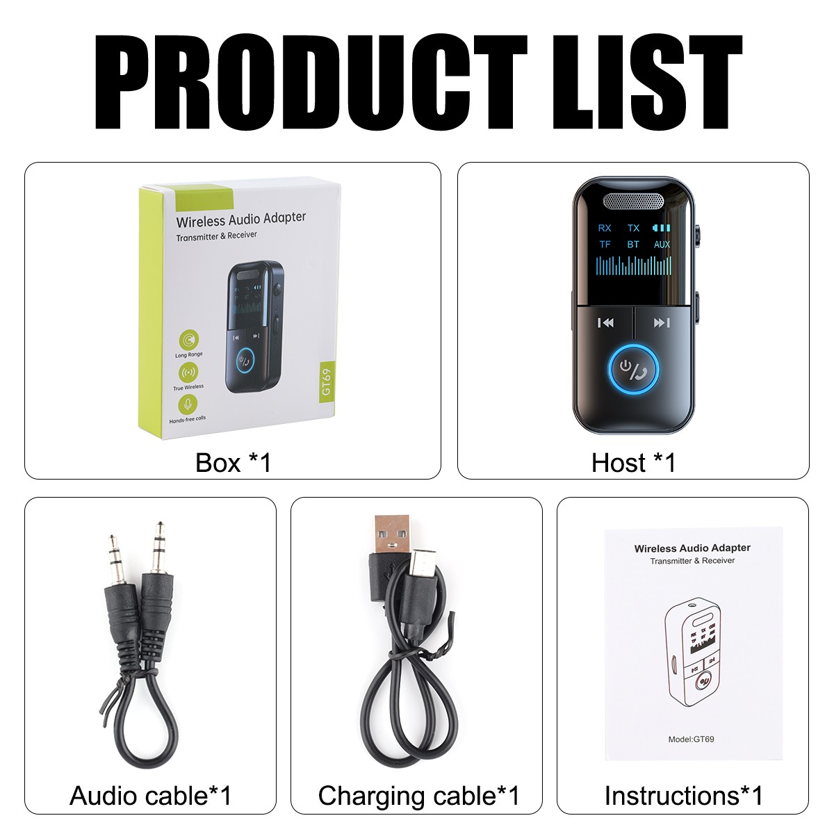 USB Bluetooth 5.4 Transmitter Receiver 4in1 Wireless Audio 3.5mm Aux Car Adapter