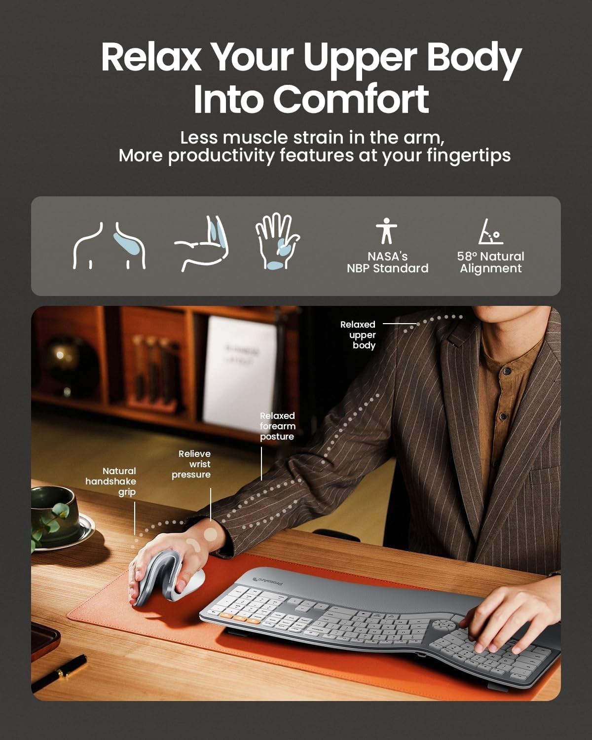 EM11 NL Wireless Ergonomic Mouse – Multi-Device Connectivity for Optimal Comfort