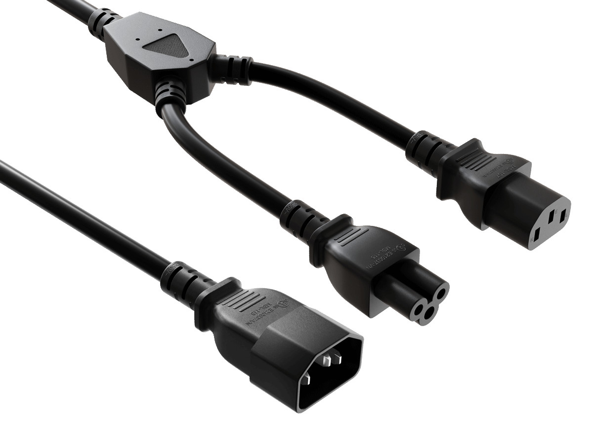 14 inches IEC-320 C14 to C13 & C5 Power Extension Cord Y-Splitter Cable 18AWG…