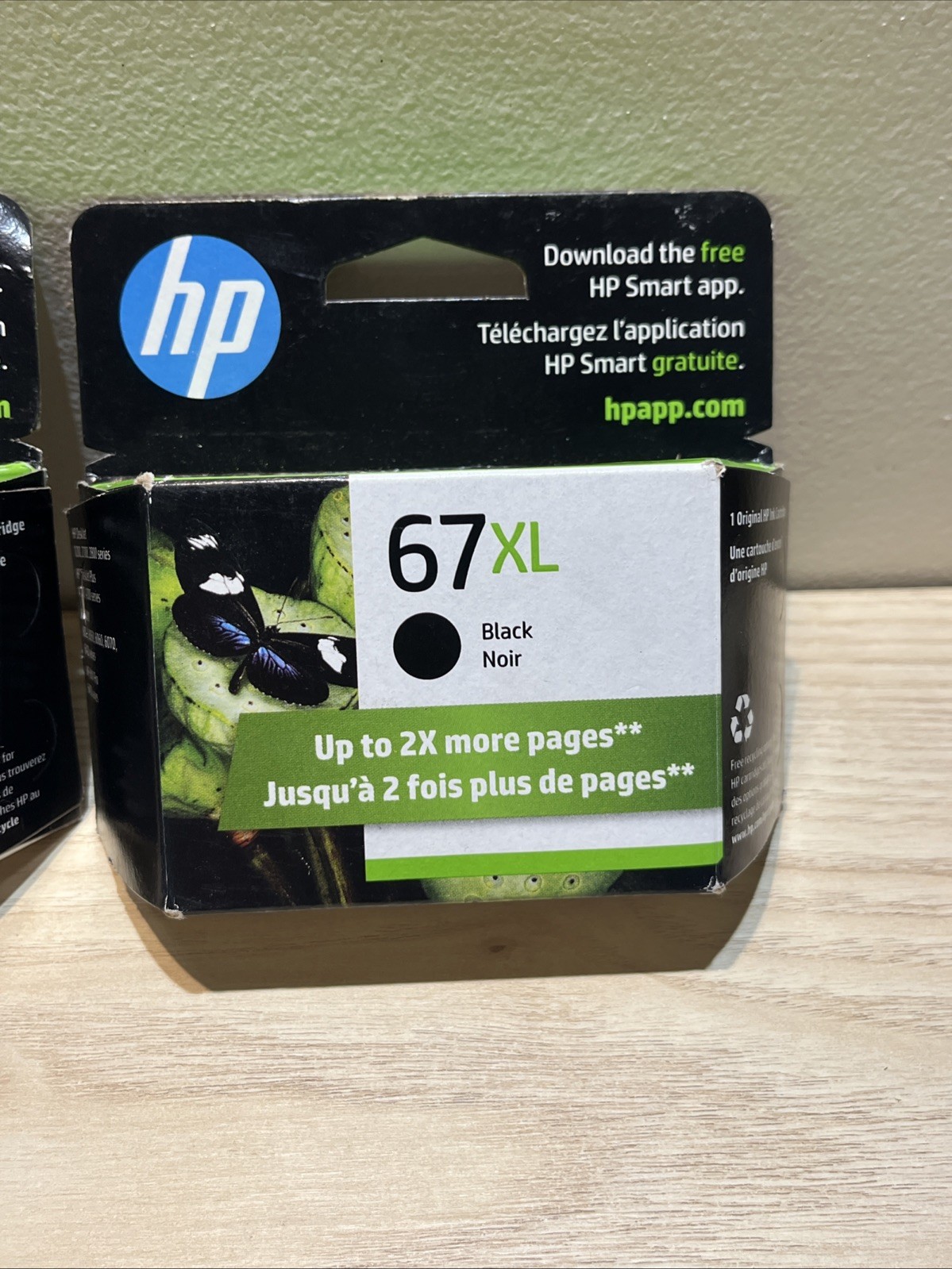 HP 67 XL Black Ink Cartridge NEW SEALED EXP Sep 2026 Lot Of 2 Oem Original